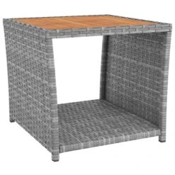 VIDAXL Ensemble De Salon De Jardin 3 Pcs Gris Poly Rotin Et Acacia -Jardinage Fournitures Soldes 646d1466ce1070.27709275
