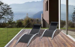 Baisao - Bain De Soleil Courbé Textilène Aluminium - Inclinable - Coussin De Tête - Léger Et Confortable - Gris/gris - X2 -Jardinage Fournitures Soldes 646d14a13104c9.91728158