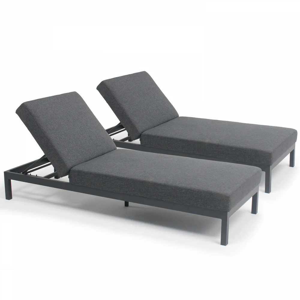 Lot De 2 Bains De Soleil En Aluminium Gris 3 Lot De 2 Bains De Soleil En Aluminium Gris