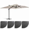 Parasol Déporté 3x4m Et 4 Dalles Lestées Aluminium Blanc -Jardinage Fournitures Soldes 646e58d3963bc4.22483393