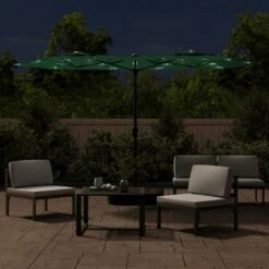 VIDAXL Parasol à Double Tête Avec Led Vert 316x240 Cm 11 VIDAXL Parasol à Double Tête Avec Led Vert 316x240 Cm -Jardinage Fournitures Soldes 6470a739276711.88520310