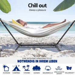 Mercury Hamac En Coton Avec Support En Acier De Dimensions 270x120x80cm, Capacité Maximale En 110kg -Jardinage Fournitures Soldes 64763e2b41f544.74936903