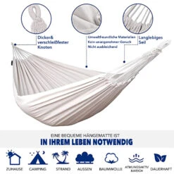 Mercury Hamac En Coton Avec Support En Acier De Dimensions 270x120x80cm, Capacité Maximale En 110kg -Jardinage Fournitures Soldes 64763e2b615ec9.37955228