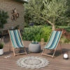 Lot De 2 Chiliennes Pliantes Réglables - Structure Hêtre Toile 100 % Coton Amovible Multicolore Bleu - Garlin Ocean Artiga -Jardinage Fournitures Soldes 6478e7a98af922.48219004