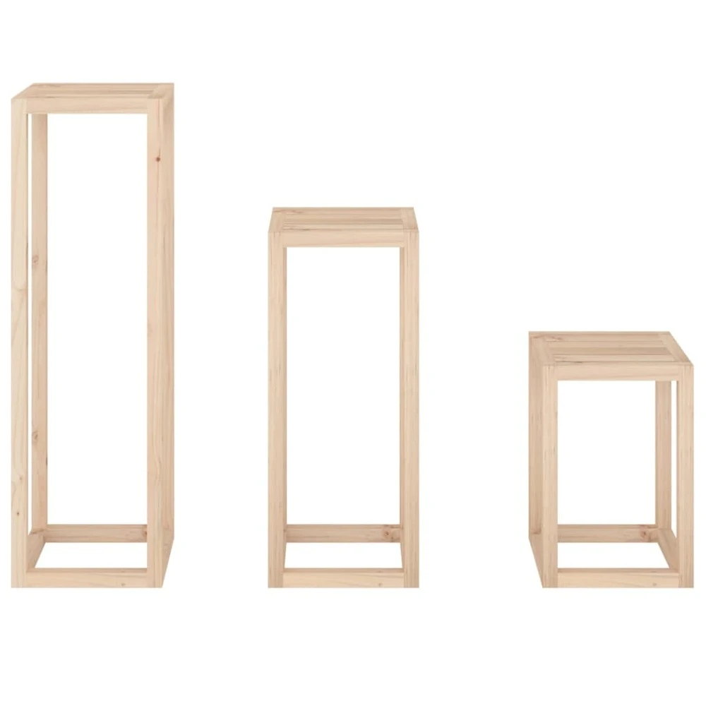 VIDAXL Ensemble De Supports Pour Plantes 3 Pcs Bois De Pin Massif 8 VIDAXL Ensemble De Supports Pour Plantes 3 Pcs Bois De Pin Massif – Image 6