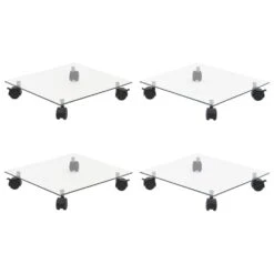 VIDAXL Supports Roulants à Plantes 4 Pcs 35x35 Cm Carré Verre Trempé