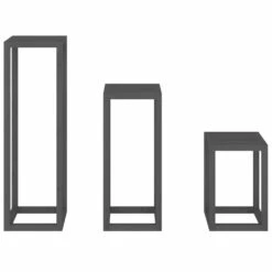 VIDAXL Ensemble De Supports Pour Plantes 3 Pcs Gris Bois De Pin Massif -Jardinage Fournitures Soldes 64798cc12c82a8.76329799