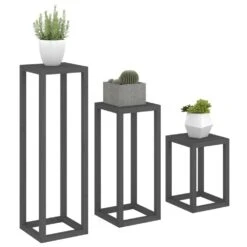 VIDAXL Ensemble De Supports Pour Plantes 3 Pcs Gris Bois De Pin Massif -Jardinage Fournitures Soldes 64798cc1367080.37782114