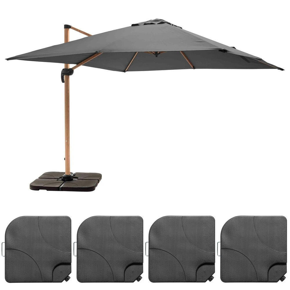 Parasol Déporté 3x3m Et 4 Dalles à Remplir Effet Bois Gris 3 Parasol Déporté 3x3m Et 4 Dalles à Remplir Effet Bois Gris