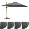 Parasol Déporté 3x3m Et 4 Dalles Lestées Effet Bois Gris -Jardinage Fournitures Soldes 647b2f850d6274.08714172