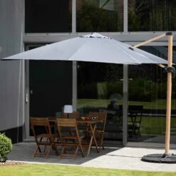 Parasol Déporté 3x3m Et 4 Dalles Lestées Effet Bois Gris -Jardinage Fournitures Soldes 647b2f8539ec58.73219592