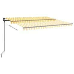 VIDAXL Auvent Automatique Capteur De Vent Led 4,5x3,5 M Jaune Et Blanc -Jardinage Fournitures Soldes 6480d1c5c90819.11781474