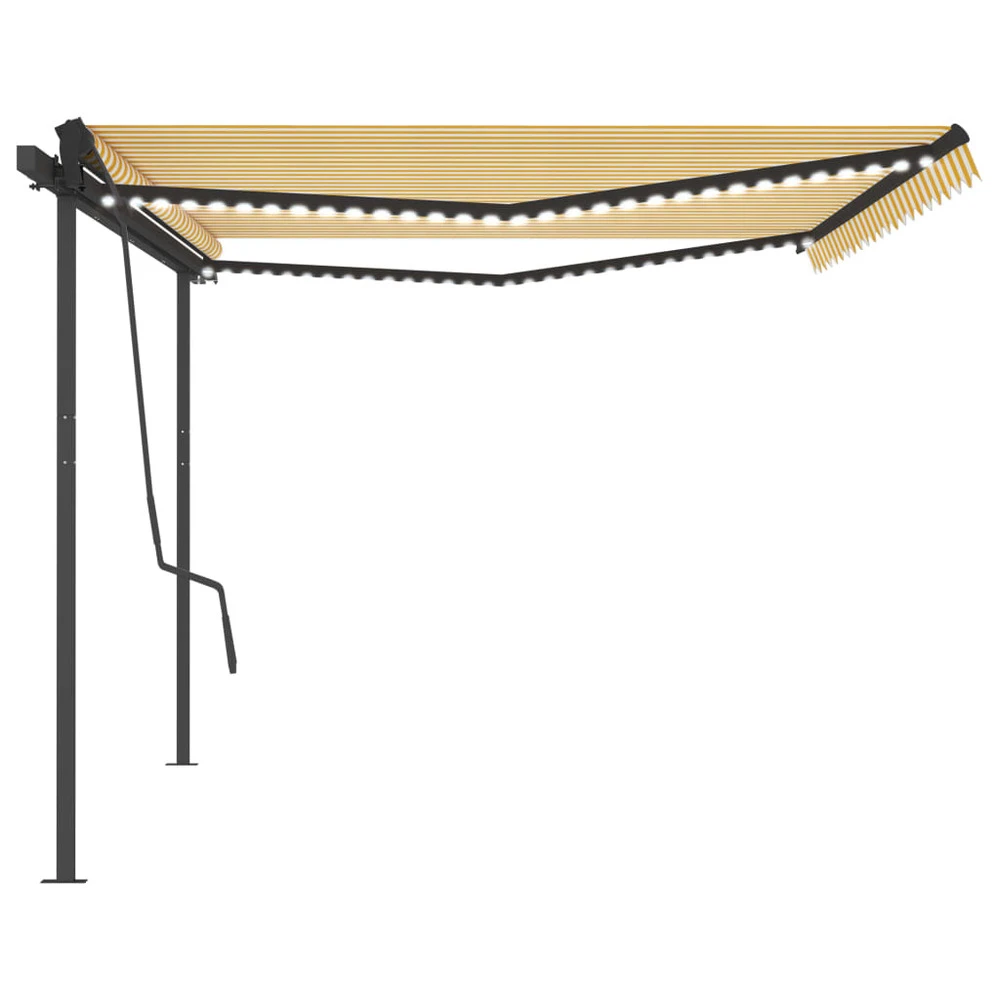 VIDAXL Auvent Automatique Capteur De Vent Et Led 5x3,5m Jaune Et Blanc 6 VIDAXL Auvent Automatique Capteur De Vent Et Led 5x3,5m Jaune Et Blanc – Image 4