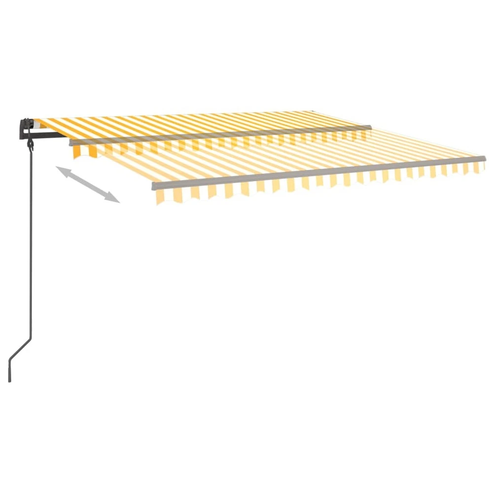 VIDAXL Auvent Automatique Capteur De Vent Et Led 5x3,5m Jaune Et Blanc 7 VIDAXL Auvent Automatique Capteur De Vent Et Led 5x3,5m Jaune Et Blanc – Image 5