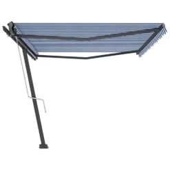 VIDAXL Auvent Automatique Sur Pied 500x350 Cm Bleu/blanc -Jardinage Fournitures Soldes 6480d1d8acaa37.76098154