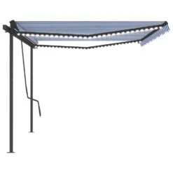 VIDAXL Auvent Automatique Capteur De Vent Et Led 5x3,5 M Bleu Et Blanc -Jardinage Fournitures Soldes 6480d1e6e18c97.78156908