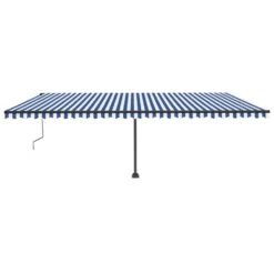 VIDAXL Auvent Automatique Capteur De Vent/led 600x300 Cm Bleu Et Blanc -Jardinage Fournitures Soldes 6480d1e87bc996.75355919