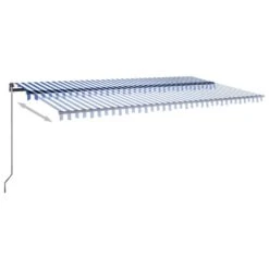 VIDAXL Auvent Automatique Capteur De Vent/led 600x300 Cm Bleu Et Blanc -Jardinage Fournitures Soldes 6480d1e88914e9.57070258