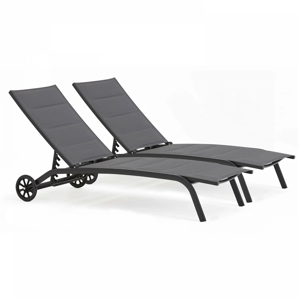 Lot De 2 Bains De Soleil En Aluminium Noir 3 Lot De 2 Bains De Soleil En Aluminium Noir