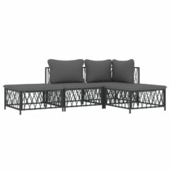 VIDAXL Salon De Jardin Avec Coussins 4 Pcs Anthracite Acier -Jardinage Fournitures Soldes 6482c450d6d586.70244202