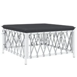 VIDAXL Salon De Jardin Avec Coussins 5 Pcs Blanc Acier -Jardinage Fournitures Soldes 6482c454e0bff4.54566175