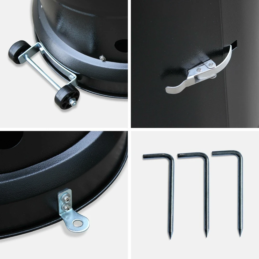 Lot De 2 Chauffages Extérieur à Gaz Noir. Parasols Chauffants De Terrasse Finland 12.5kw Avec Roulettes 8 Lot De 2 Chauffages Extérieur à Gaz Noir. Parasols Chauffants De Terrasse Finland 12.5kw Avec Roulettes – Image 6