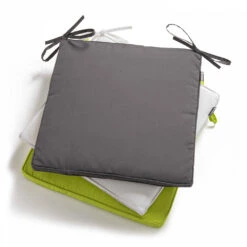 Lot De 4 Galettes De Chaise Polyester Gris 40x40x3 Cm -Jardinage Fournitures Soldes 648865a398d9a4.68378049