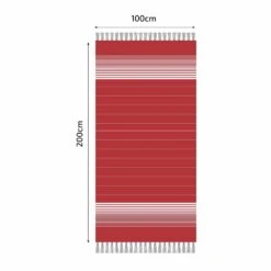 Fouta En Coton Miami 100x200cm Rouge -Jardinage Fournitures Soldes 648b51cedf74f8.53370561
