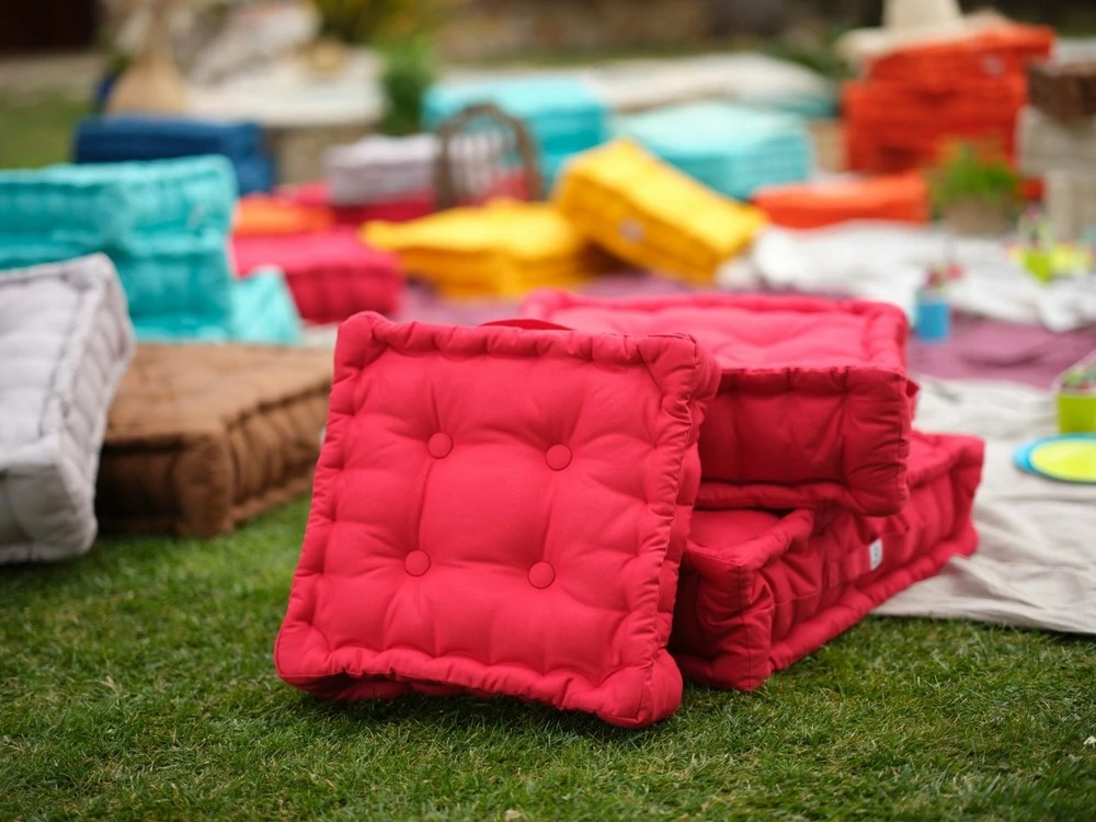Coussin De Sol Lot De 2 - 40 X 40 Cm Rouge Piment 4 Coussin De Sol Lot De 2 - 40 X 40 Cm Rouge Piment – Image 2