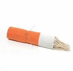 Fouta En Coton Petit Losange 100x200cm Orange -Jardinage Fournitures Soldes 648b552c762fb0.67497752