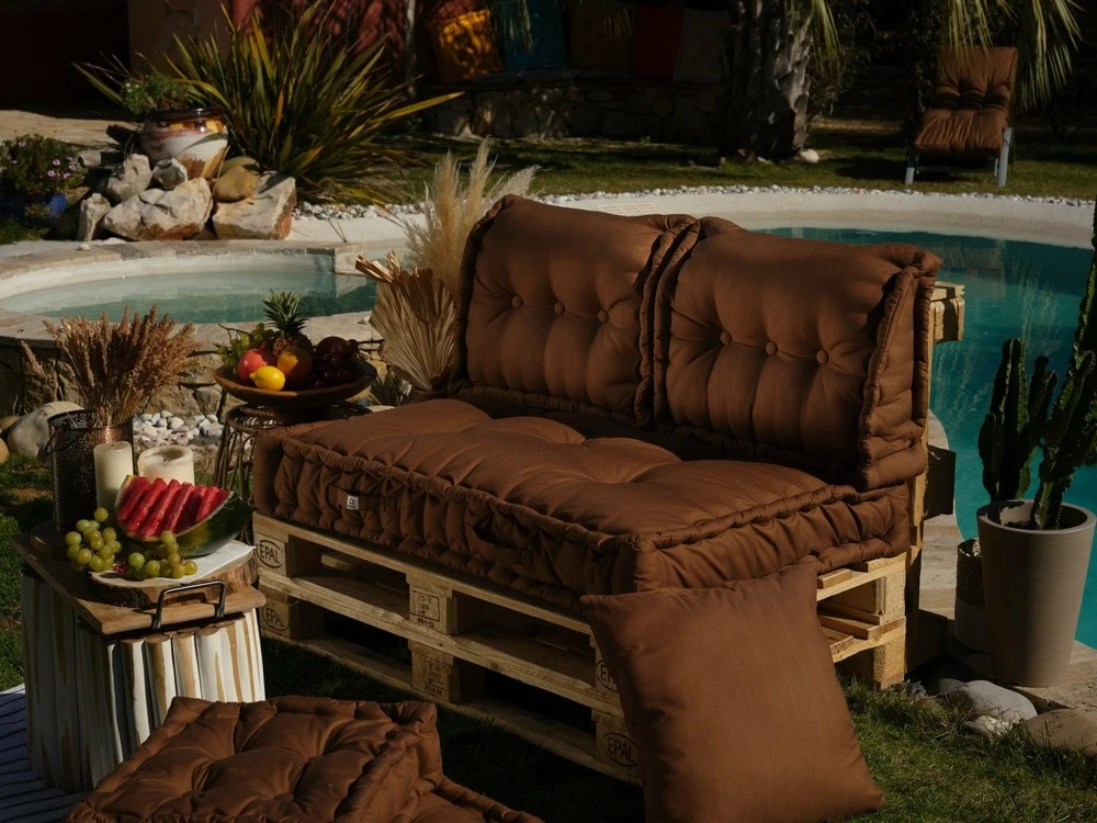 Coussins Palette Capitonné 120x80x20cm Rouille 4 Coussins Palette Capitonné 120x80x20cm Rouille – Image 2