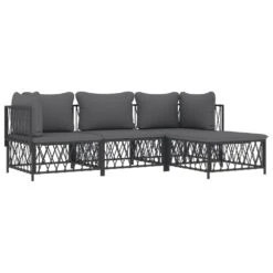VIDAXL Salon De Jardin Avec Coussins 4 Pcs Anthracite Acier -Jardinage Fournitures Soldes 648c40bde2f781.52187410