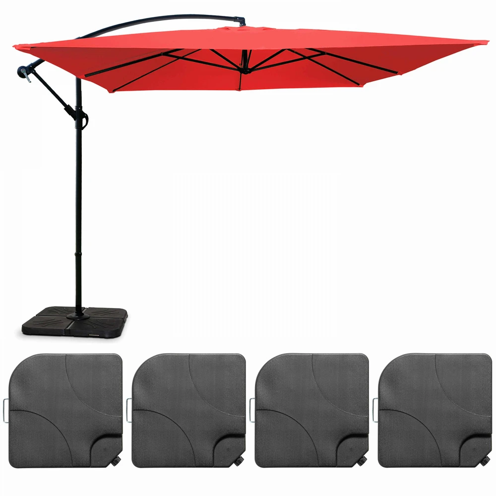 Parasol Déporté 3x3m Et 4 Dalles à Remplir Aluminium Rouge 3 Parasol Déporté 3x3m Et 4 Dalles à Remplir Aluminium Rouge