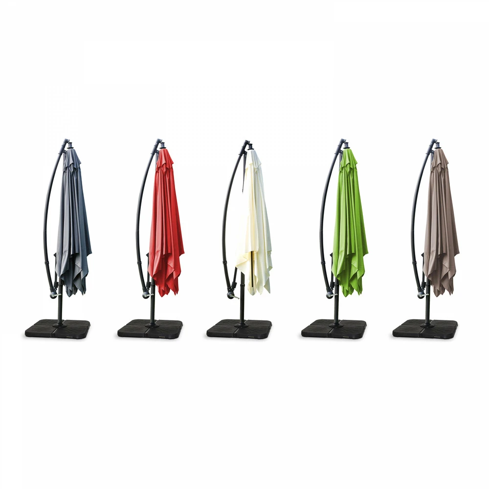 Parasol Déporté 3x3m Et 4 Dalles à Remplir Aluminium Rouge 7 Parasol Déporté 3x3m Et 4 Dalles à Remplir Aluminium Rouge – Image 5