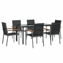 VIDAXL Ensemble à Manger De Jardin 7 Pcs Noir Textilène Et Acier 11 VIDAXL Ensemble à Manger De Jardin 7 Pcs Noir Textilène Et Acier -Jardinage Fournitures Soldes 64999d8e398479.95533977