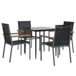 VIDAXL Ensemble à Manger De Jardin 5 Pcs Noir Textilène Et Acier 11 VIDAXL Ensemble à Manger De Jardin 5 Pcs Noir Textilène Et Acier -Jardinage Fournitures Soldes 64999d9a748762.92862989