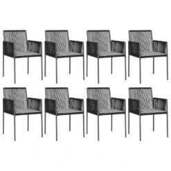 VIDAXL Ensemble à Dîner De Jardin 9 Pcs Coussins Noir Rotin Et Acier 12 VIDAXL Ensemble à Dîner De Jardin 9 Pcs Coussins Noir Rotin Et Acier -Jardinage Fournitures Soldes 64999d9c9c44d0.18355698