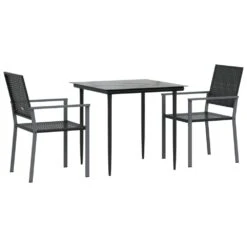 VIDAXL Ensemble à Manger De Jardin 3 Pcs Résine Tressée Acier 11 VIDAXL Ensemble à Manger De Jardin 3 Pcs Résine Tressée Acier -Jardinage Fournitures Soldes 64999dcf876615.76936270
