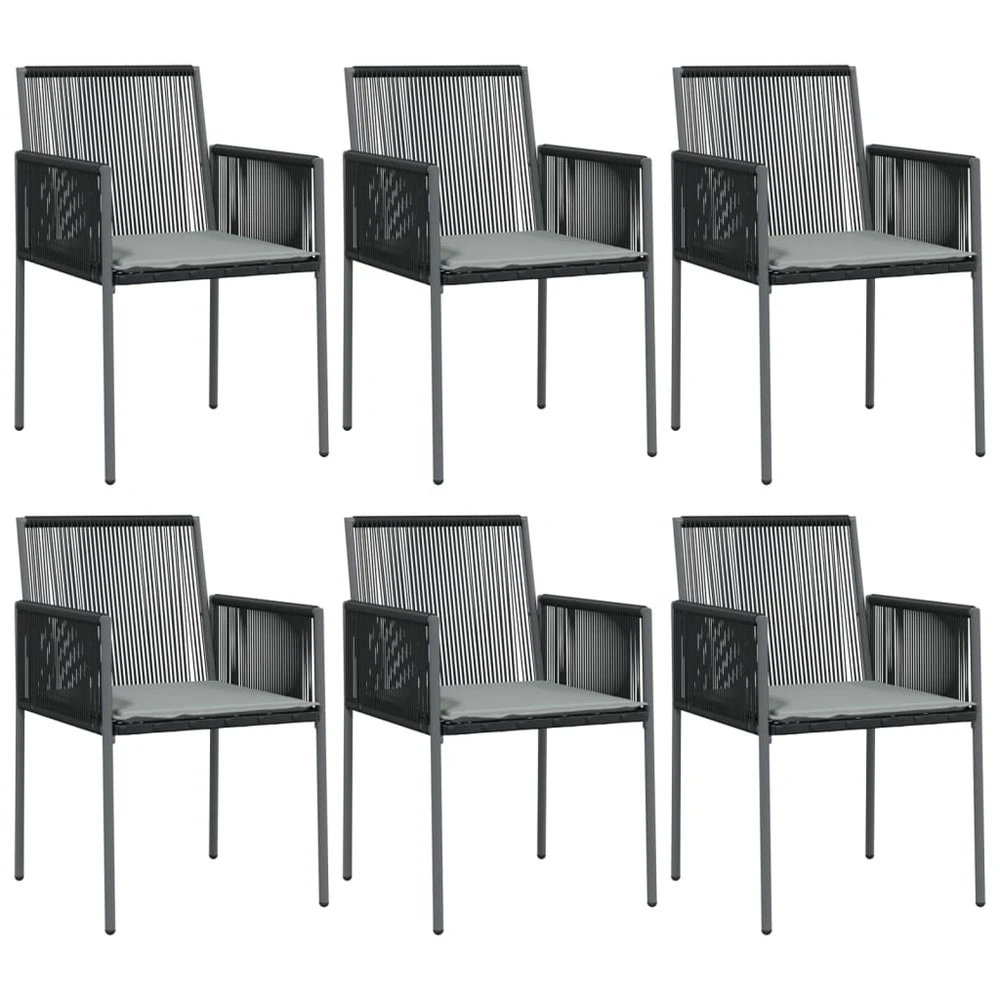 VIDAXL Ensemble à Dîner De Jardin Coussins 7 Pcs Noir Rotin Et Acier 6 VIDAXL Ensemble à Dîner De Jardin Coussins 7 Pcs Noir Rotin Et Acier – Image 4