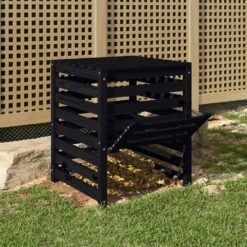 VIDAXL Composteur Noir 63,5x63,5x77,5 Cm Bois Massif De Pin -Jardinage Fournitures Soldes 6499e3cbc49d96.33356634