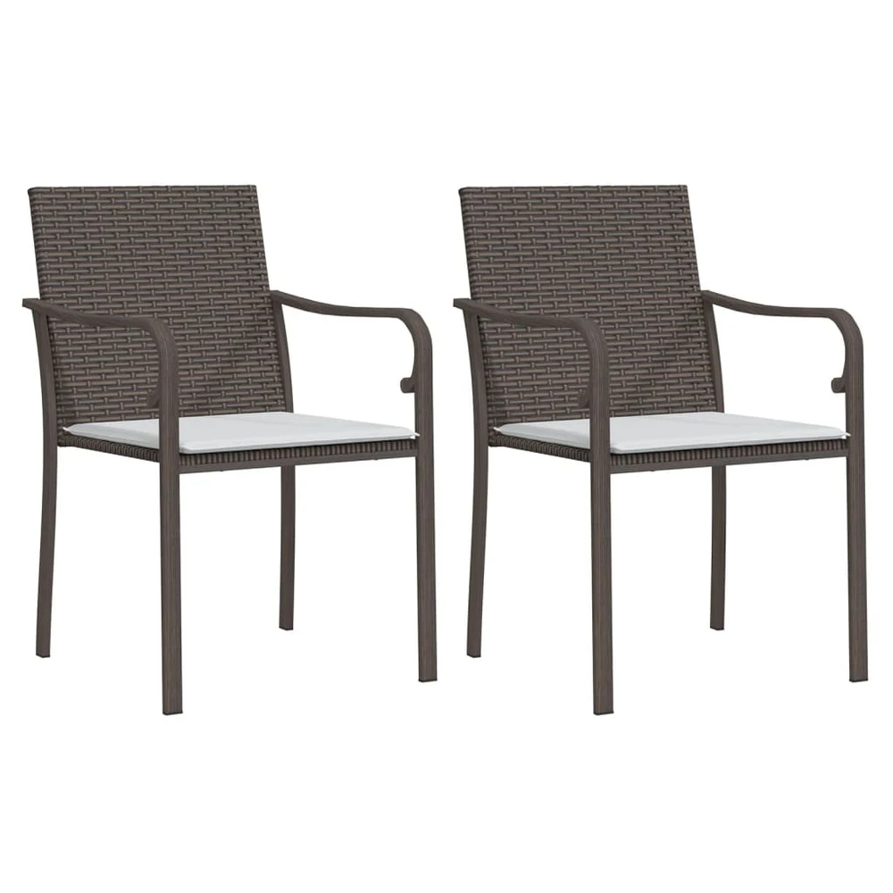 VIDAXL Chaises De Jardin Et Coussins Lot De 2 Marron 56x59x84 Cm Rotin 3 VIDAXL Chaises De Jardin Et Coussins Lot De 2 Marron 56x59x84 Cm Rotin