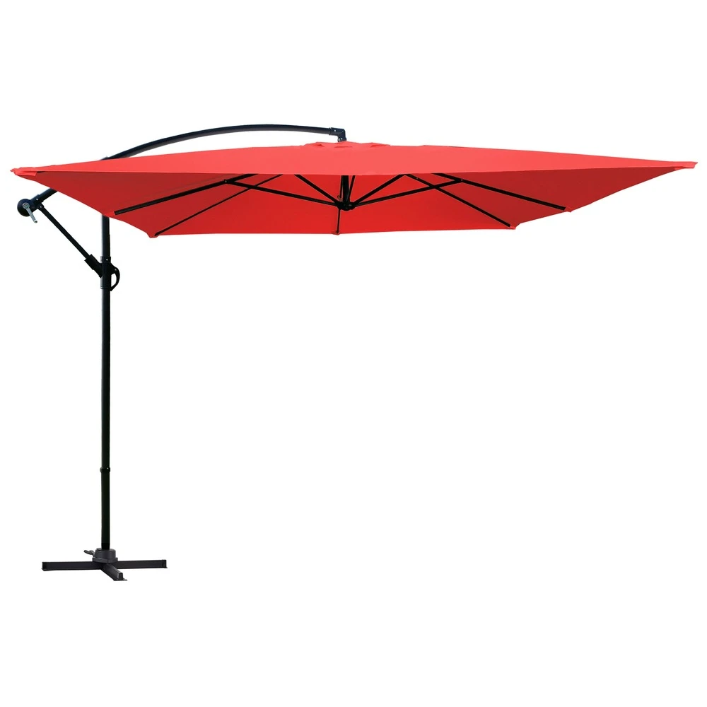 Parasol Déporté Carré 3x3m Aluminium Rouge 3 Parasol Déporté Carré 3x3m Aluminium Rouge