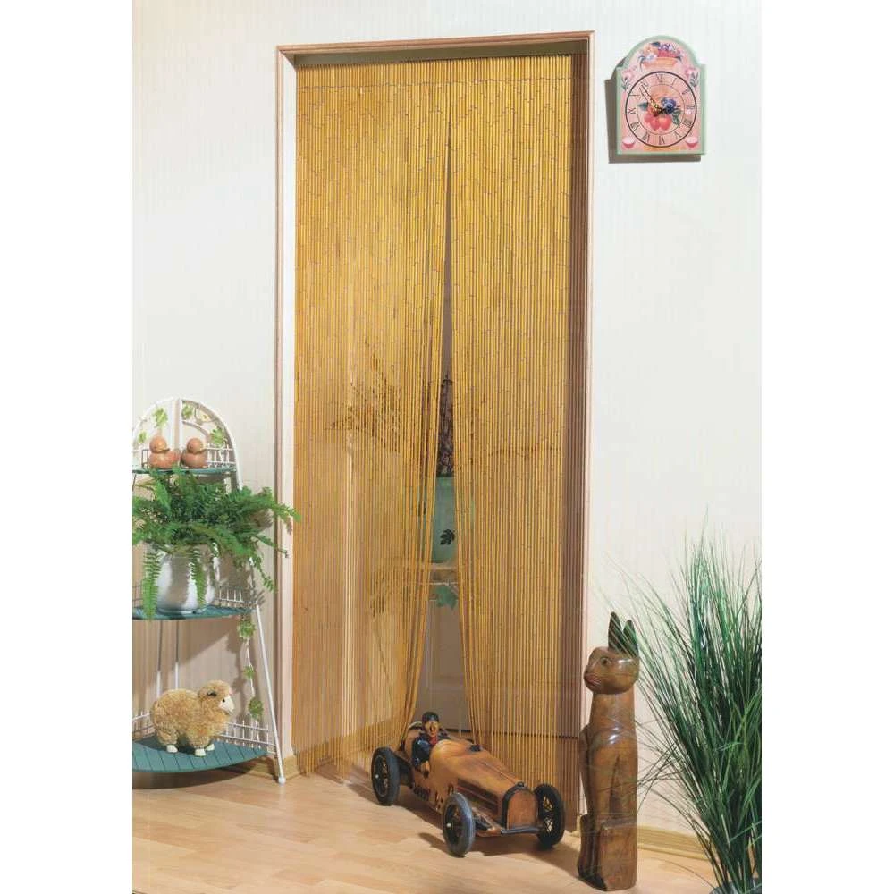 Rideau De Porte Avec Bâtonnets En Bois Vernis - 90x200 Cm 4 Rideau De Porte Avec Bâtonnets En Bois Vernis - 90x200 Cm – Image 2