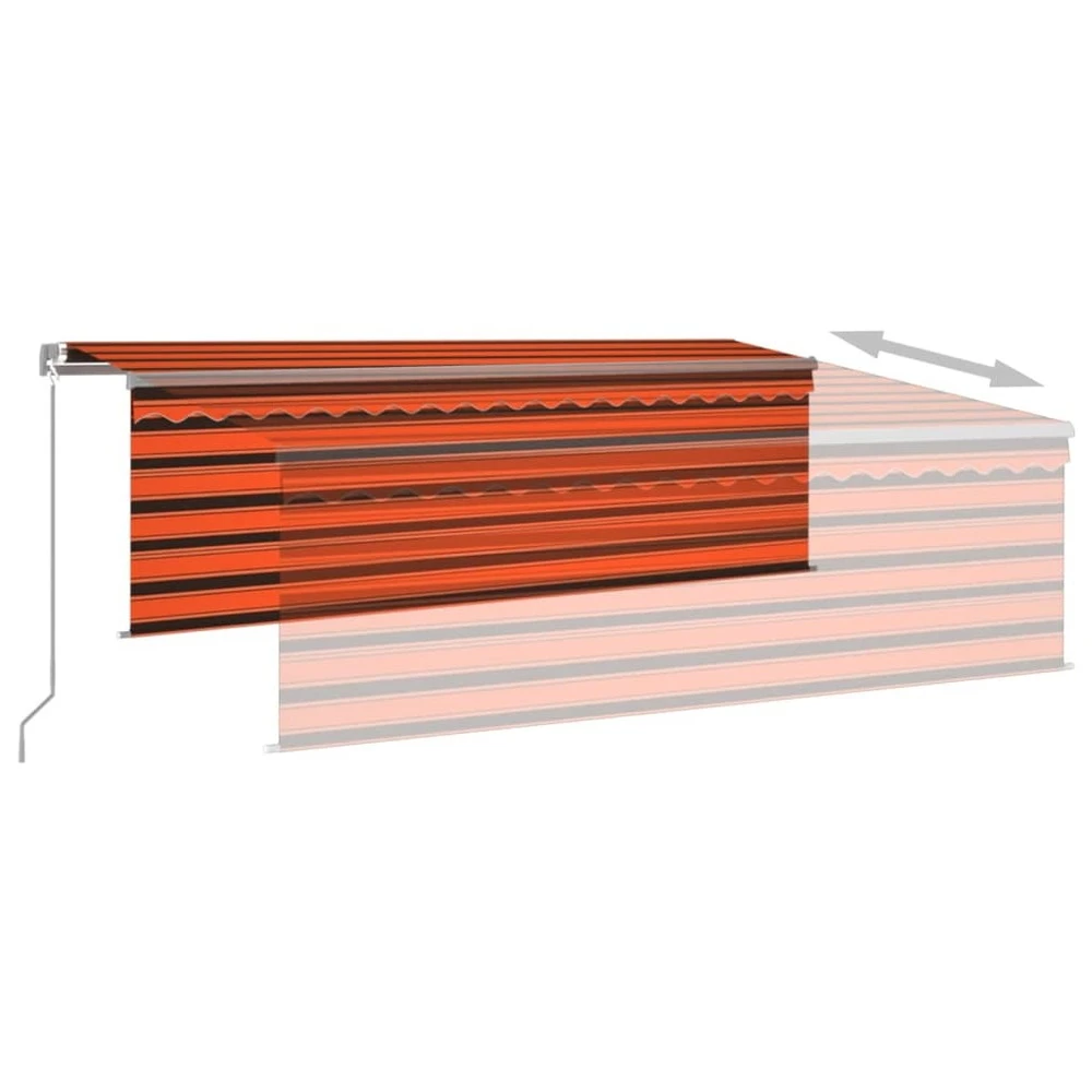 VIDAXL Auvent Manuel Rétractable Avec Store 4x3 M Orange Et Marron 6 VIDAXL Auvent Manuel Rétractable Avec Store 4x3 M Orange Et Marron – Image 4