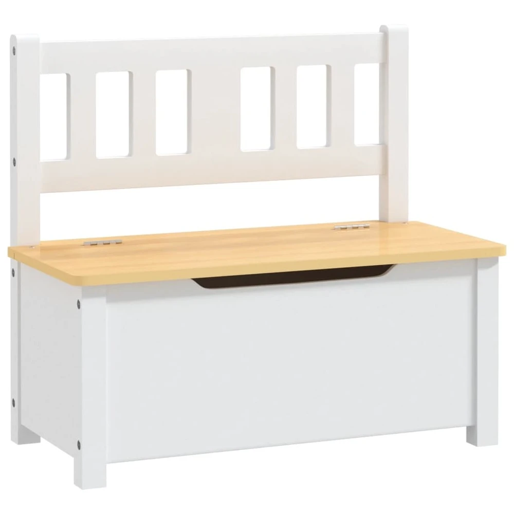 VIDAXL Banc De Rangement Pour Enfants Blanc Et Beige 60x30x55 Cm Mdf 4 VIDAXL Banc De Rangement Pour Enfants Blanc Et Beige 60x30x55 Cm Mdf – Image 2