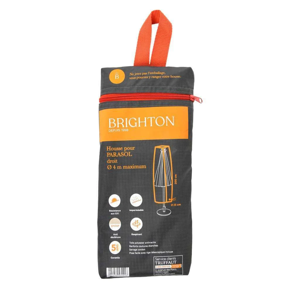 Housse Pour Parasol Droit D.4 M Polyester Anthracite - H.200xD.25 Cm 3 Housse Pour Parasol Droit D.4 M Polyester Anthracite - H.200xD.25 Cm