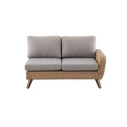 Canapé D’angle 5 Places RIVIERA En Polyrotin Miel/gris - 89x145x75 Cm -Jardinage Fournitures Soldes 954115 004