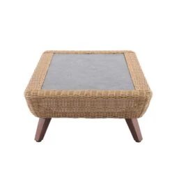 Table Basse RIVIERA En Aluminium Et Résine Tressée Miel 80x120x34,5 Cm -Jardinage Fournitures Soldes 954121 001