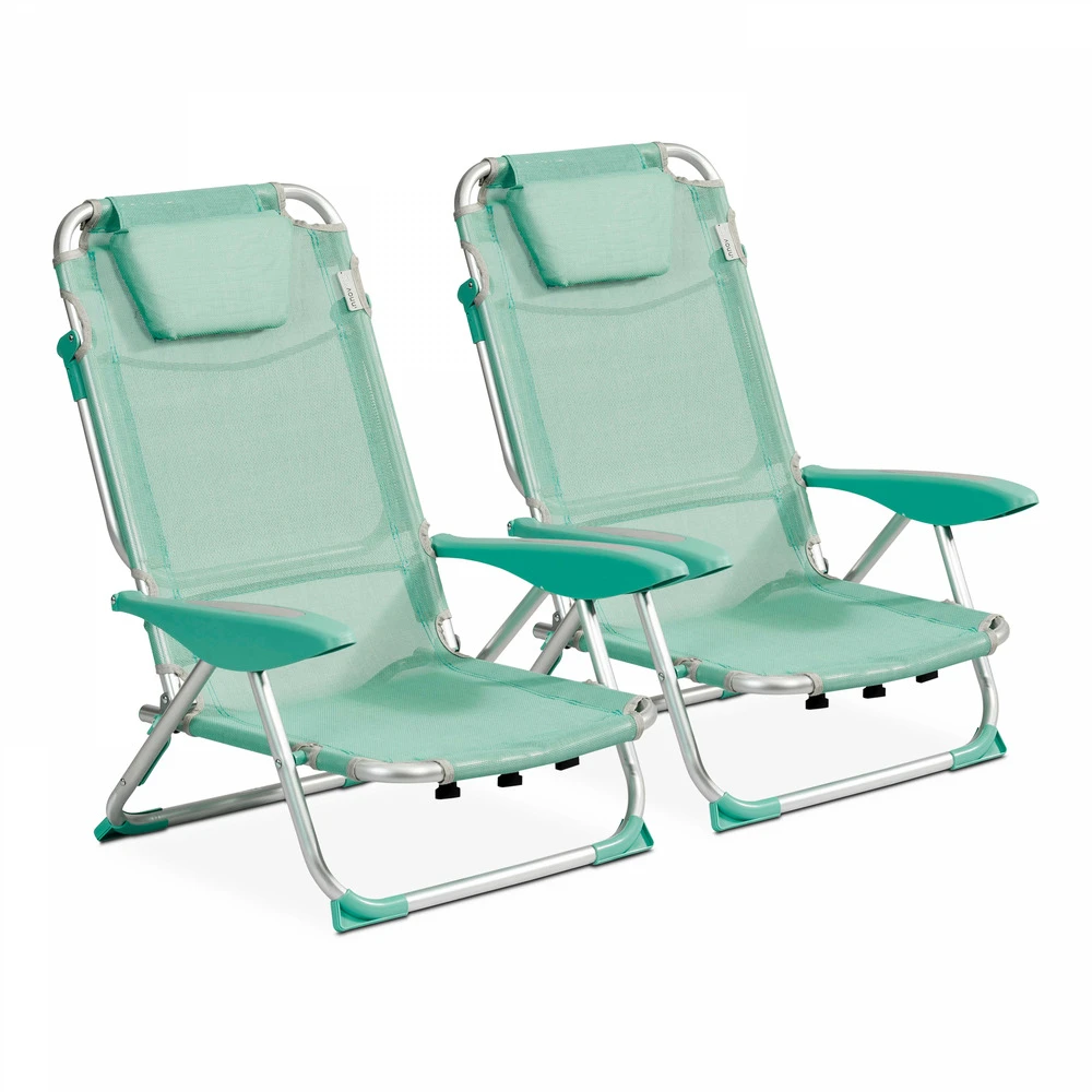 Lot De 2 Fauteuils Clic Clac Des Plages En Polyester Vert 3 Lot De 2 Fauteuils Clic Clac Des Plages En Polyester Vert