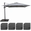 Parasol Déporté 3x3m Et 4 Dalles à Remplir Aluminium Gris -Jardinage Fournitures Soldes be54fdba89186e0f